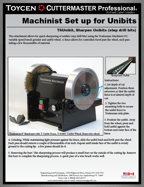 Tradesman Machinist Unibit Instructions