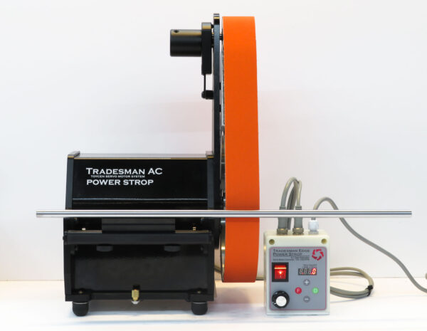 Single Wheel Work Station with Radius Rail – Tradesman Power Strop – Precision Blade Hone