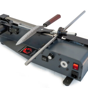 Toycen-Bladesman-Knife-Sharpening-System----With-Damascus-Knife---Operators-Quarter-View